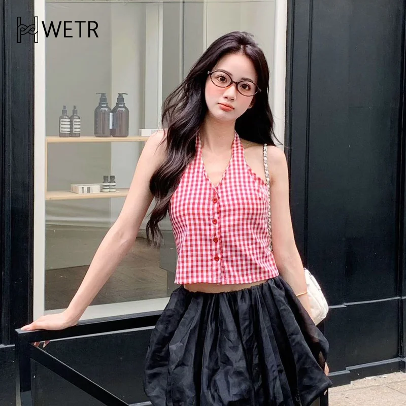 المرأة الصيف الرجعية Y2K منقوشة واحدة الصدر الرسن الدانتيل متابعة أكمام سليم تانك الأعلى