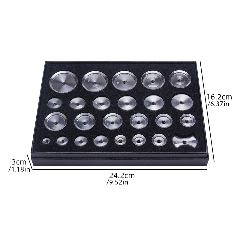 25pcs Watch Capping Machine Dies Back Cover Press Tool Presser Closer Aluminum Mold Accessories Watch Repair Tool for Watchmaker