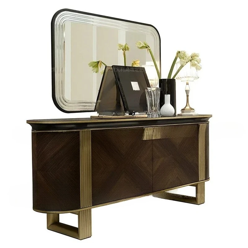

S Luxury house entrance cabinet Italian decorative side cabinet American light luxury gold high-end