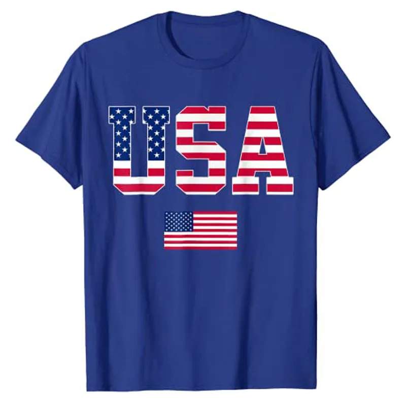 USA T-Shirt Women Men Patriotic US Flag 4th of July Apparel American Proud Graphic Tee Top Independence Day Clothes Novelty Gift