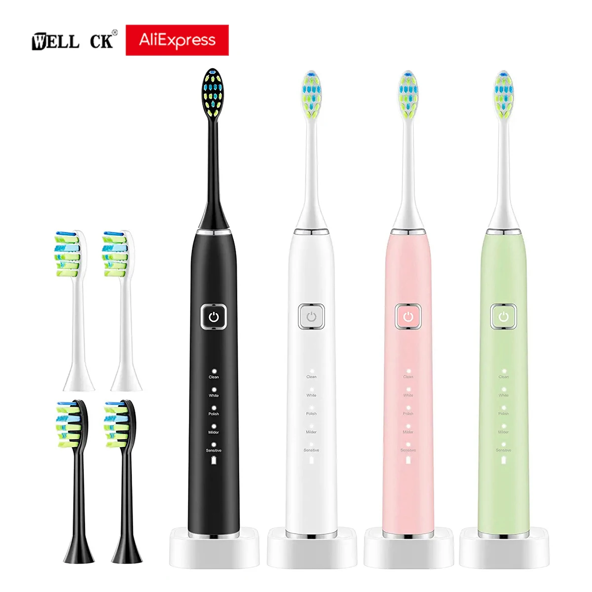 

Sonic Electric Toothbrush for Adults Kid 5 Mode Smart Timer Whitening Tooth Brush IPX7 Waterproof Replaceable Heads