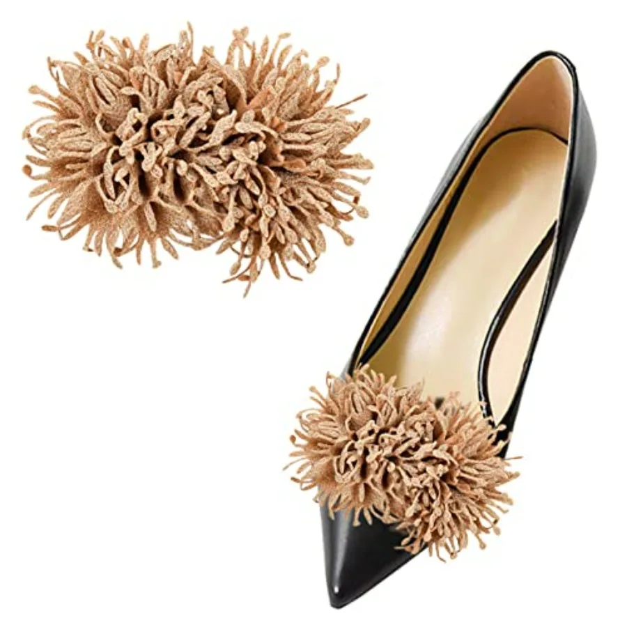 

2Pcs 3D Flower Clips - Unique Burned Edge Embellishment, Detachable High Heels Buckle for DIY Shoe Accessories