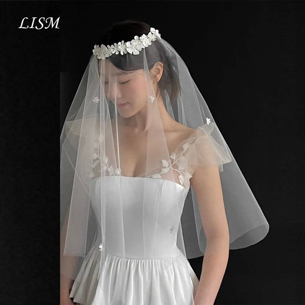 

Фата Lism для свадебных платьев, фотосессия, шелковый тюль, цветы, индивидуальная милая вуаль option사, элегантная для невесты