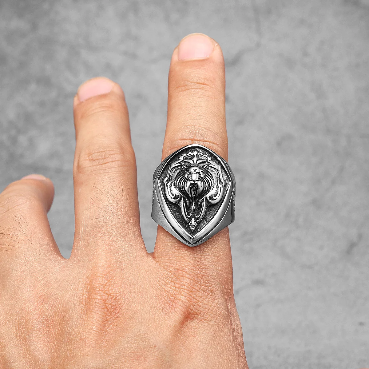 Lion King Shield Animal Men Rings Stainless Steel Women Jewelry Punk Rock Unique Cool Stuff Fashion Accessories Gift Wholesale