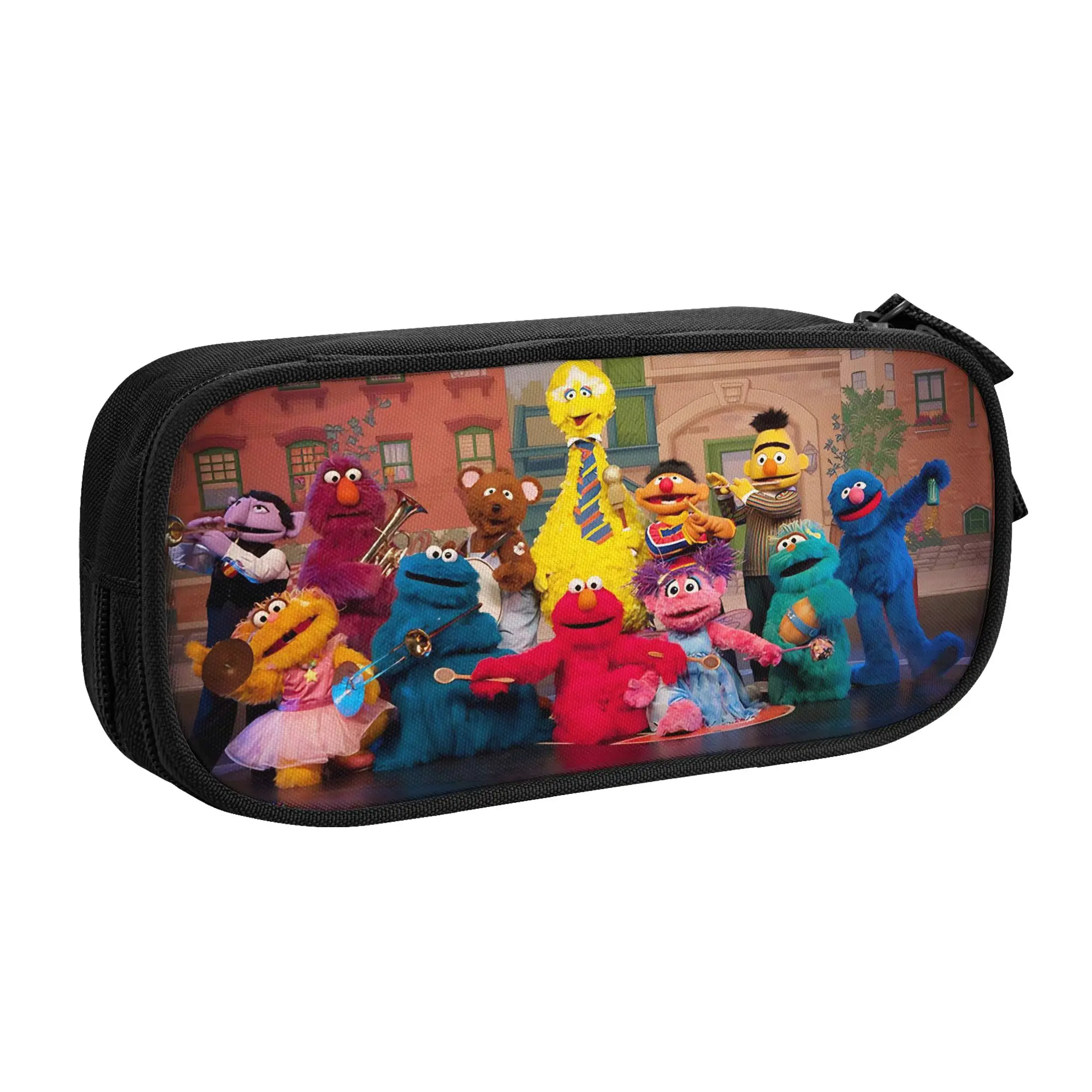 Sesames Streets Pencil Cases Cute  Elmo Tv Show Pen Bags Student Big Capacity Office Zipper Pencil Pouch
