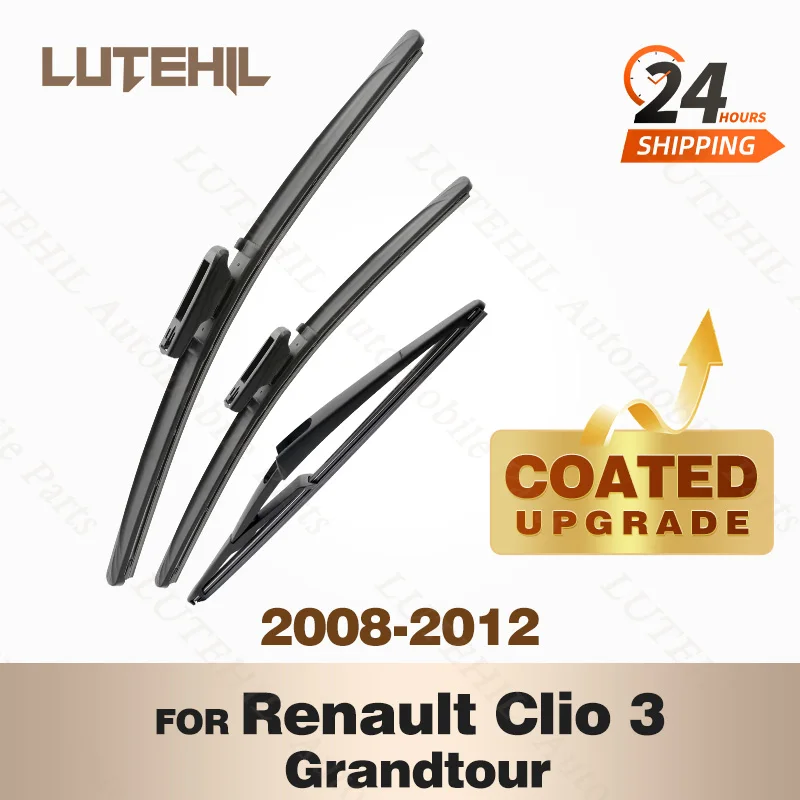 

LUTEHIL's Silicone Front & Rear Wiper Set For Renault Clio 3 Grandtour 2008 - 2012 2009 coated windshield wiper blade 24"16"12"