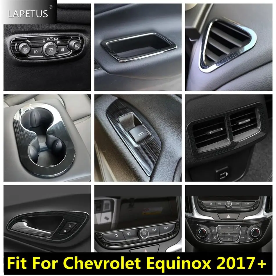 

Black Brushed Air AC Vent / Glass Lift / Water Cup Holder / Storage Box Accessories Cover Trim For Chevrolet Equinox 2017 - 2023