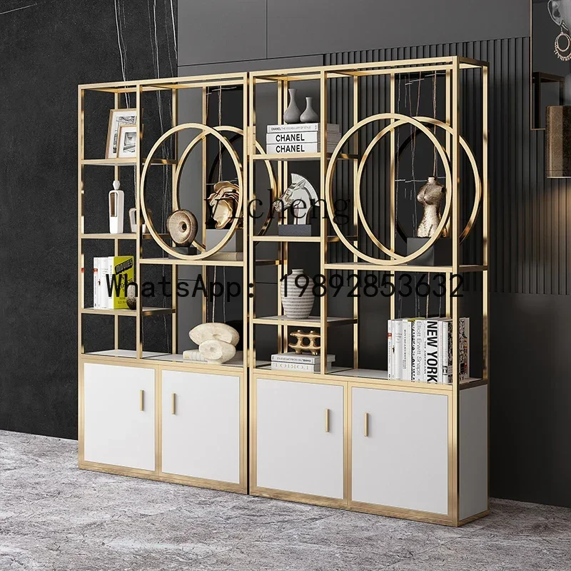 v2 Modern Simple Light Luxury Bookcase Shelf Marble Metal Display Shelf Stainless Steel Floor Shelf