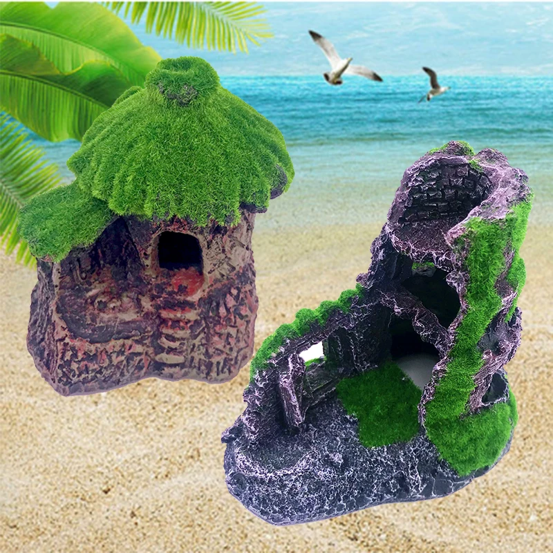 Resin Mountain Aquarium Decoration Landscape Aquatic Fish Tank Ornament Decor High Quality Crystal Shrimp Dodge House Shelter