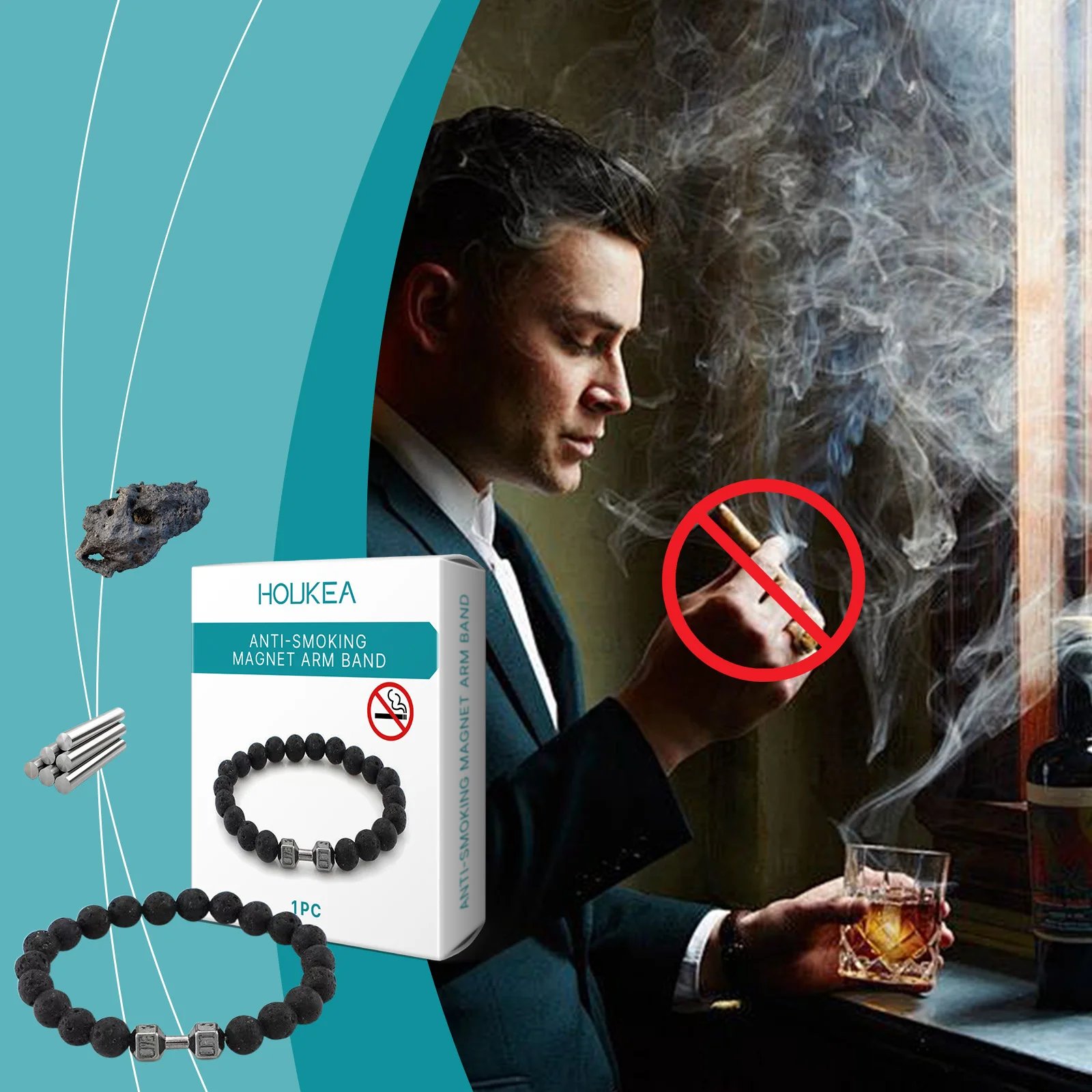 Anti-Smoking Magnet Arm Band Help Easily Quit Smoking Device Reduce Cigarette Addiction Relief Stress Stop Smoking Cessation Aid