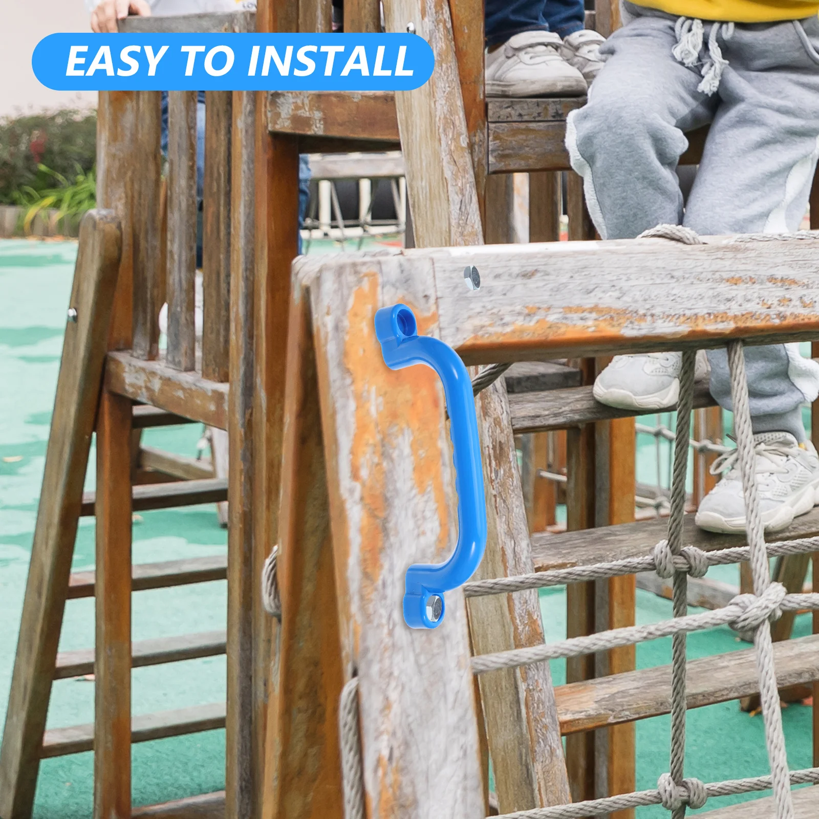 Maniglie di sicurezza per parco giochi per bambini da 2 pezzi, barre di sostegno in plastica liscia per telaio da arrampicata, set di altalene, attrezzature da gioco all'aperto, mano per bambini