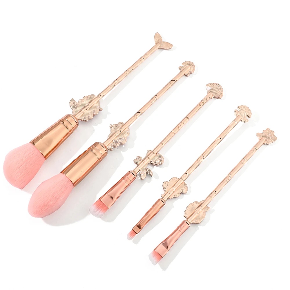 Cute The Little Mermaid Pink Makeup Brushes Princess Ariel Soft Comfortable Specialized Cosmetic Brush Women Beauty Tools Kit