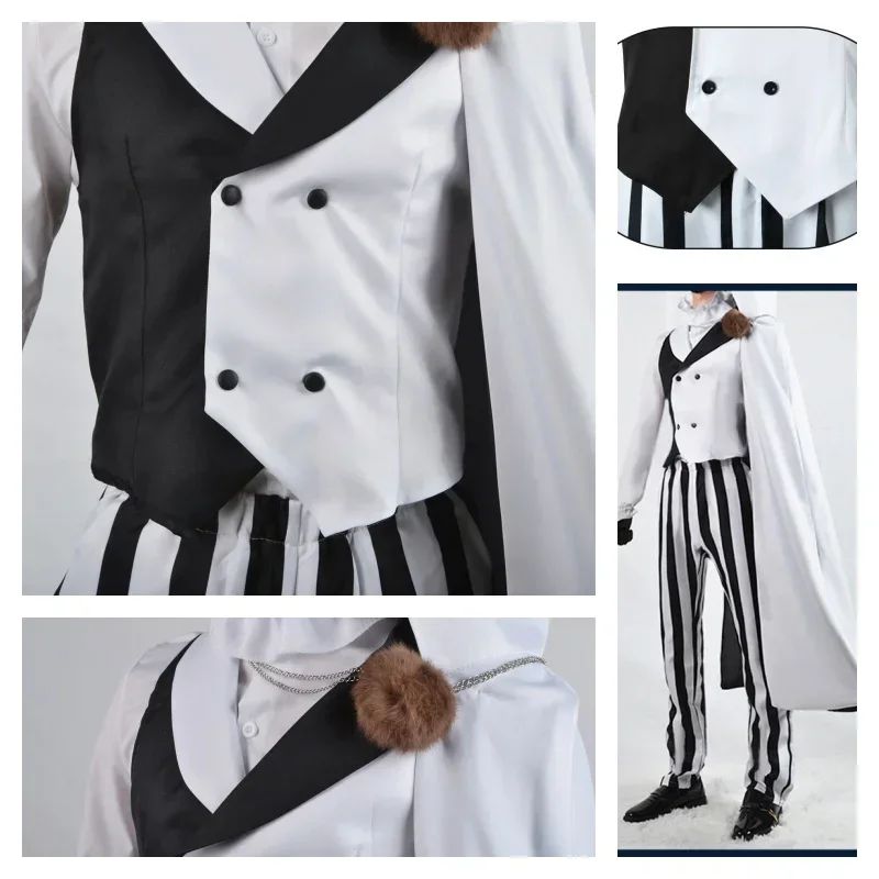 بونغو الضالة الكلاب نيكولاي غوغول تأثيري حلي قبعة شعر مستعار الموسم 4 عباءة أبيض أسود موحدة شعر مستعار أنيمي هنتر الكلاب هالوين زي