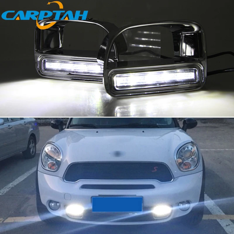 Car LED DRL 12V Daylights For BMW Mini Cooper Yellow Turn Signal Daytime Running Headlamps Auto Driving Lamp Foglamps