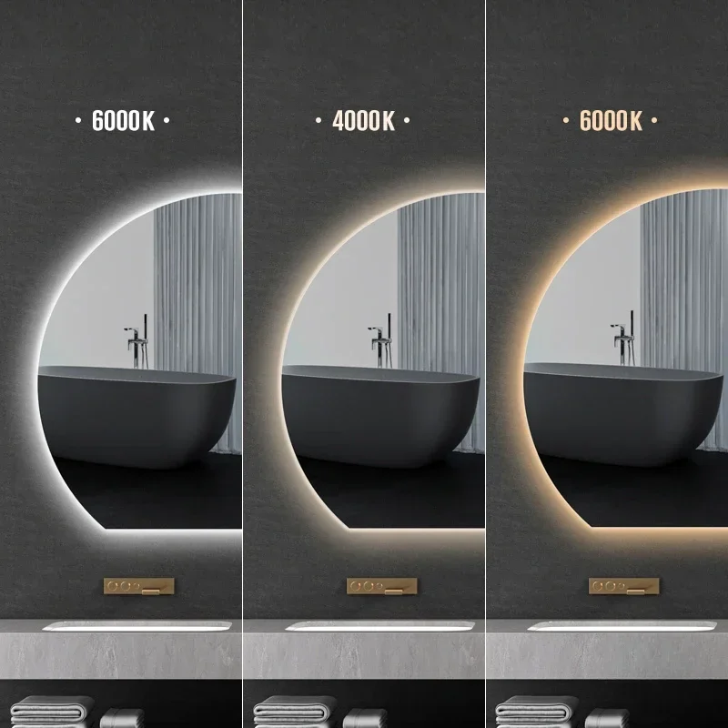 High-quality LLong - Lasting Modern Smart Semicircular Home Touch Screen Bath Mirrors Minimalist Vanity Mirror With LED Light