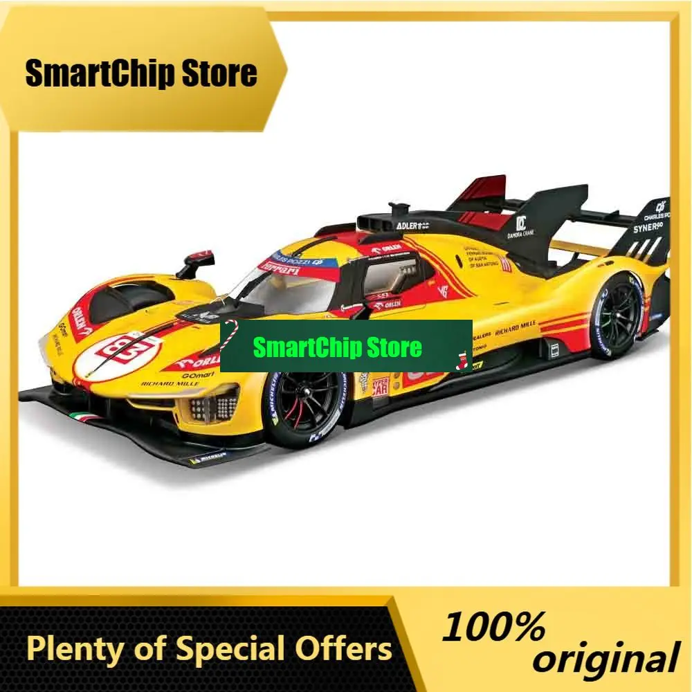SmCpNew Stock Bburago 1:24 Le Mans 24h Ferrari 499p Series No.24 No.83 Coated Simulation Alloy Miniature Model Custom Kid Toys G
