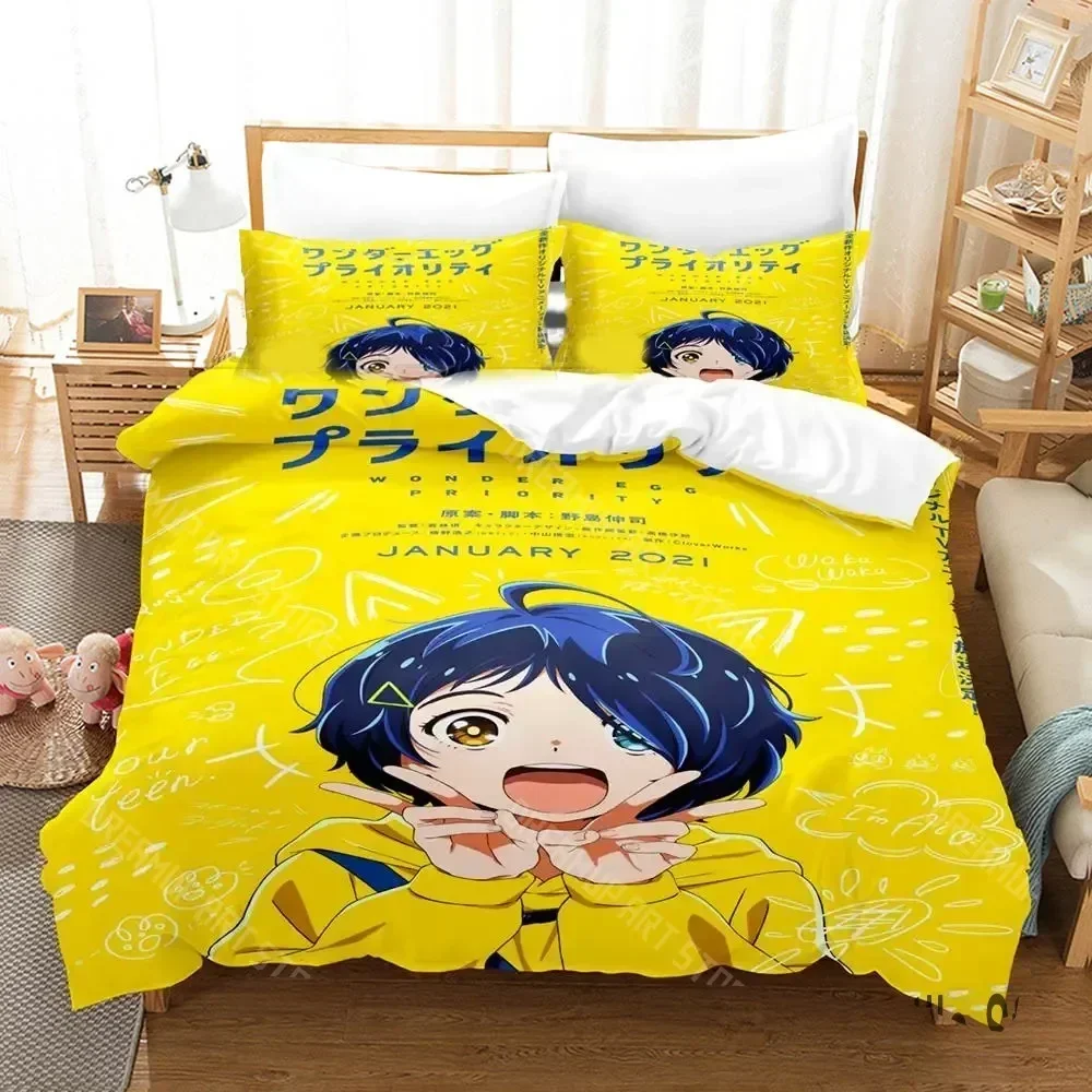 

Wonder Egg Priority Bedding Set Single Twin Full Queen King Size Bed Set Aldult Kid Bedroom Duvetcover Sets 3D Anime bed set