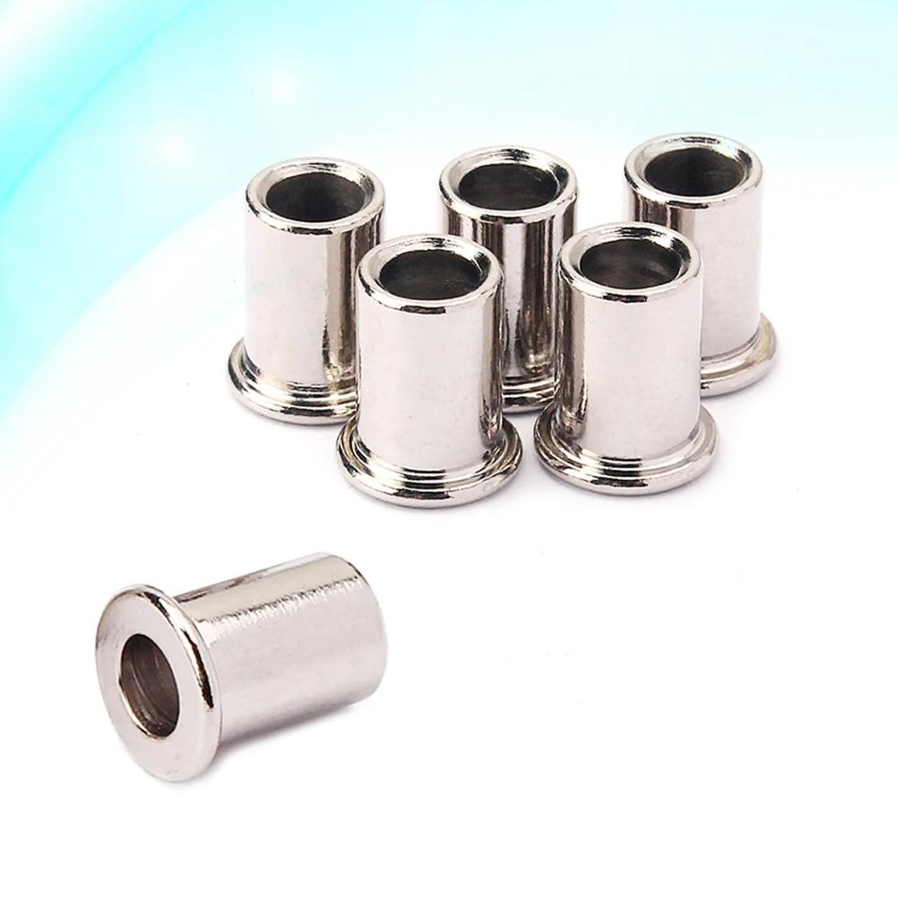 

6Pcs Guitar String Ferrules Chrome Replacement Set Perfect for String Through Body Electric Guitar Caps Thru Body Ferrules