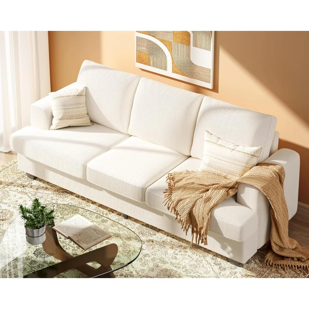 أريكة KKL مقاس 89 بوصة، راحة سحابة قطيفة مع جلوس عميق، أريكة 3 مقاعد لغرفة المعيشة، تنجيد شانيل، إطار خشبي #1