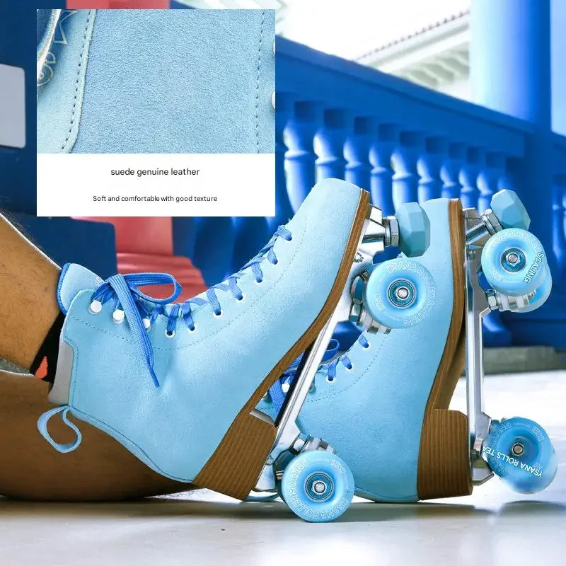 Size 38-45 Double Row Roller Skates 2025 4 Wheels Skate Shoes For Women Beginner Outdoor Ice Skating Rink Training Quad Sneakers