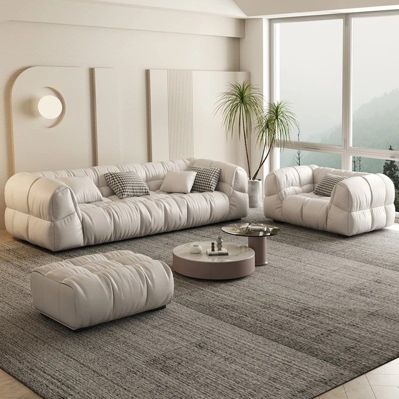 Cloud Living Room Modern and Minimalist Technology Fabric Puff Light Luxury Latex Small Unit Tofu Block Cream Style Sofa