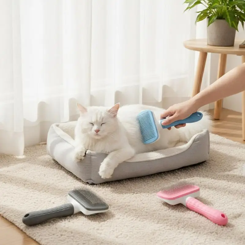 Easy Clean Pet Grooming Brush One Click Hair Removal Self Cleaning Button Special For Cats And Dogs All Seasons Available