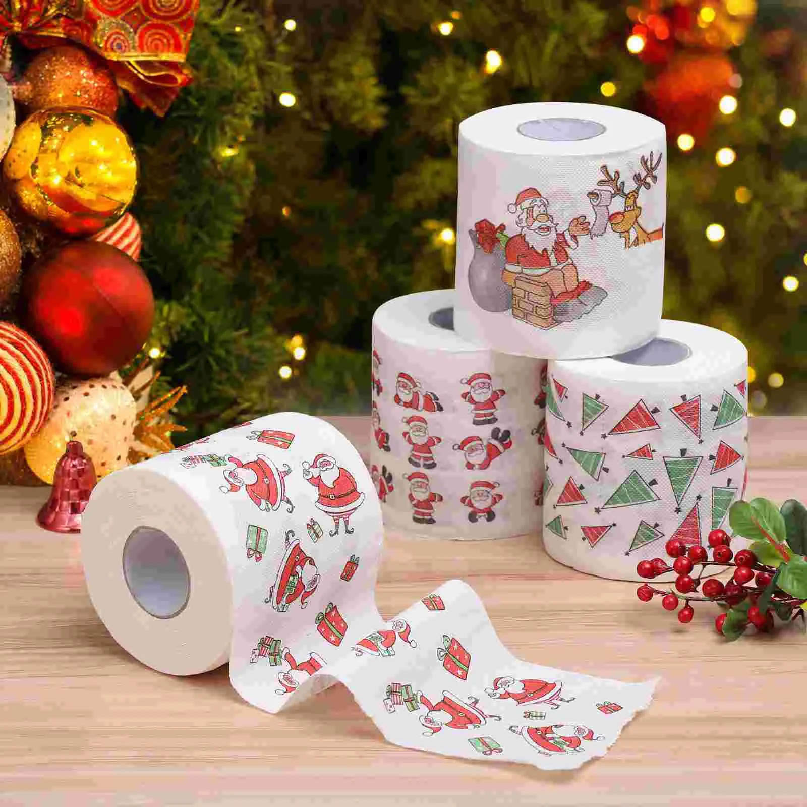 Grappige geschenken Kersttoiletpapier Badkamerdecoratie Feestservetten Zakken Bomen