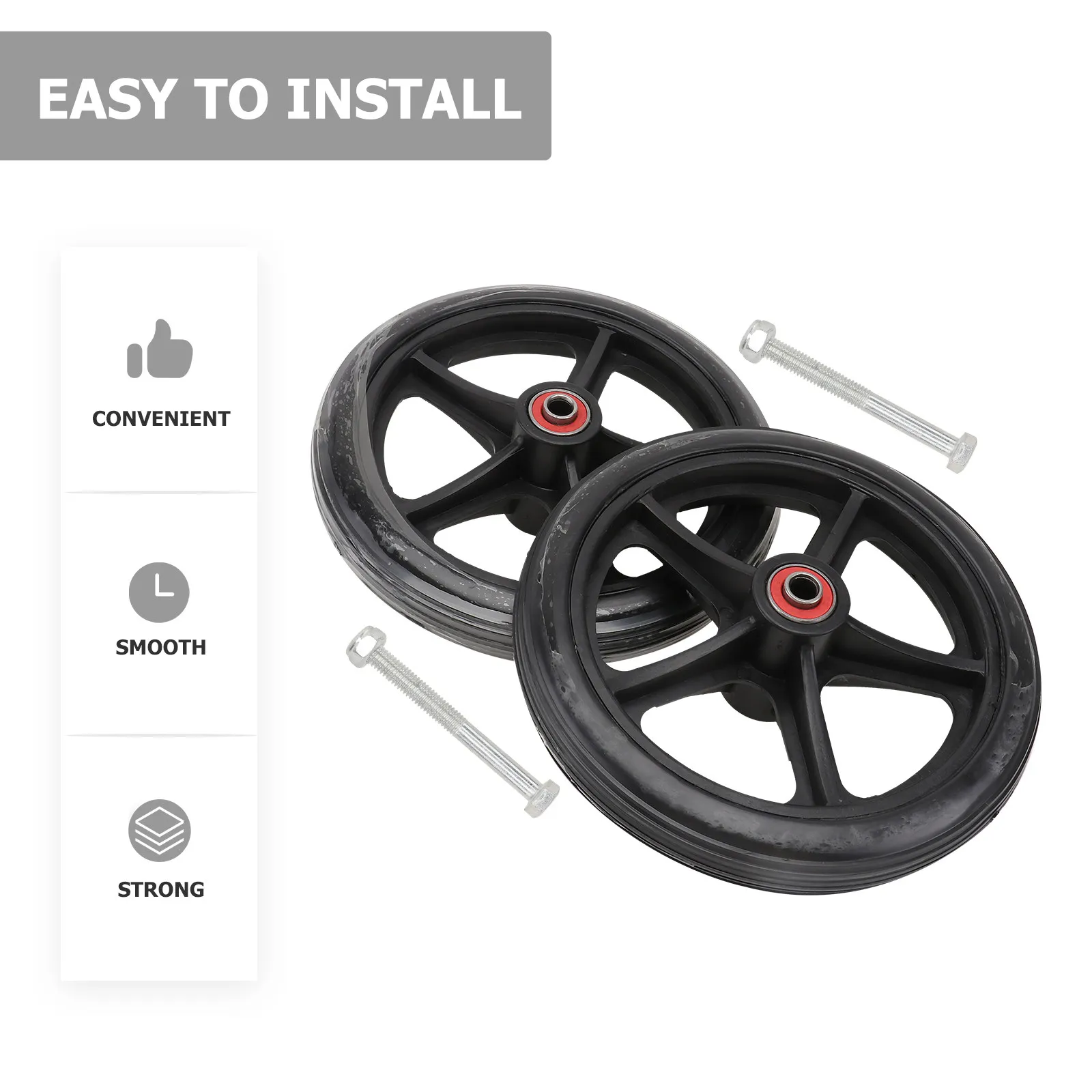 2 Pack 7 Inch Wheelchair Front Wheels Replacement Caster Assemblies for Manual Wheelchairs Durable Tires