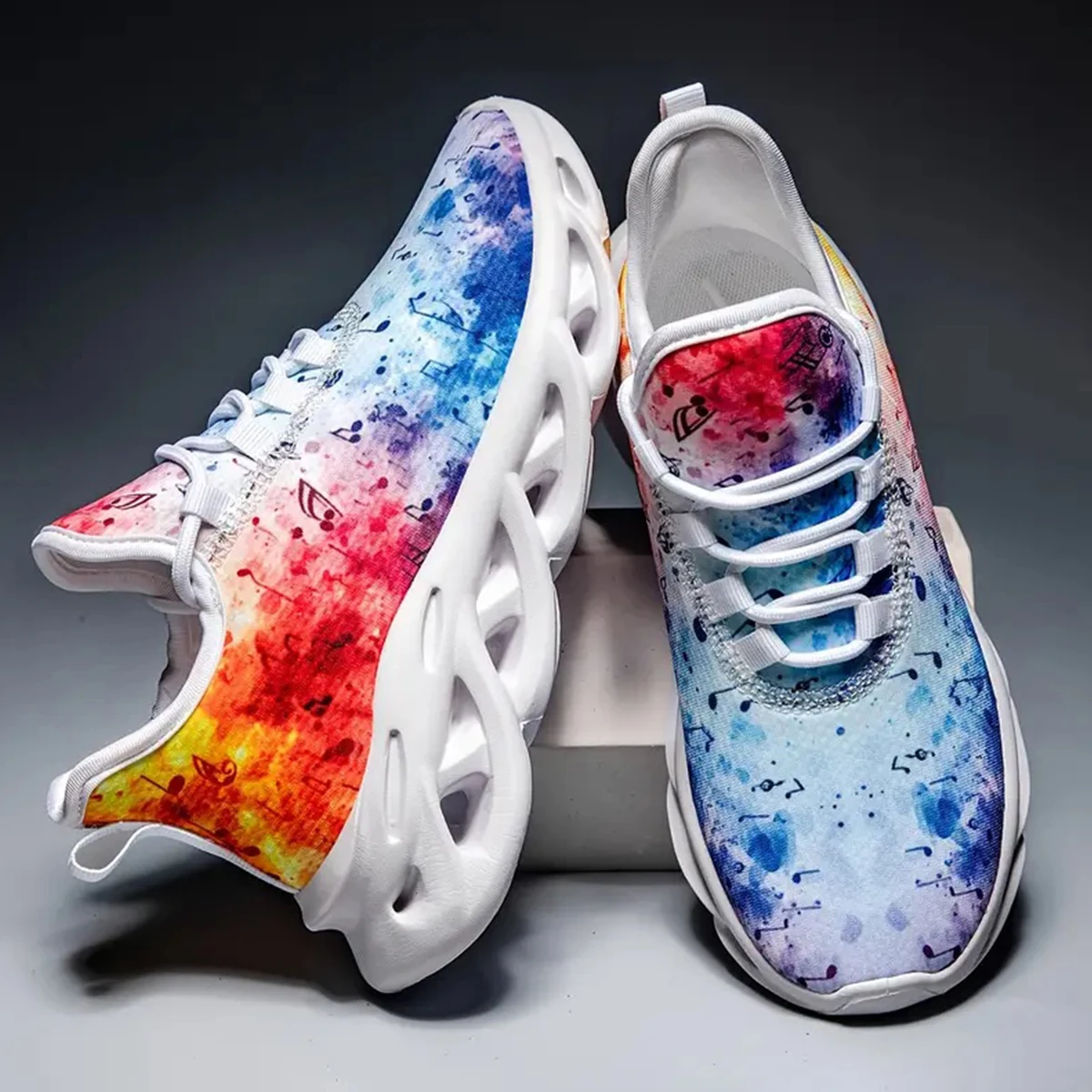 Zapatos deportivos informales con salpicaduras de pintura personalizados para hombres y mujeres, zapatos para correr, zapatos de malla ligeros