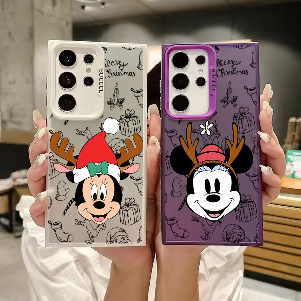 

S25FE Case For Samsung S25 S24 Ultra Cases Minnie Mickey Head Christmas For Galaxy S23 S22 S21 FE S20 S26 Ultra Plus Phone Cover