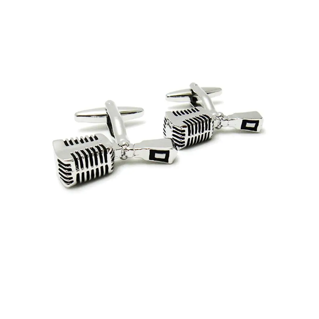 Mens Business Cufflinks Brass Microphone Cuff Links Fashion Shirt Accessory for Mens Wedding Party Gift