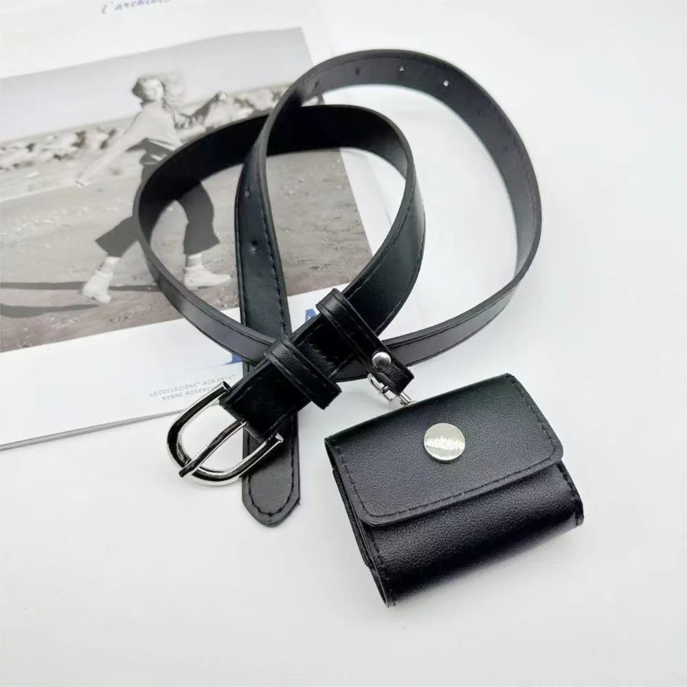 Allgleiches 2-in-1-Gürtel mit Tasche, PU-Leder, Metallschnalle, Hüfttasche, Klappe, Bund, Damen-Gürteltasche, Mädchen