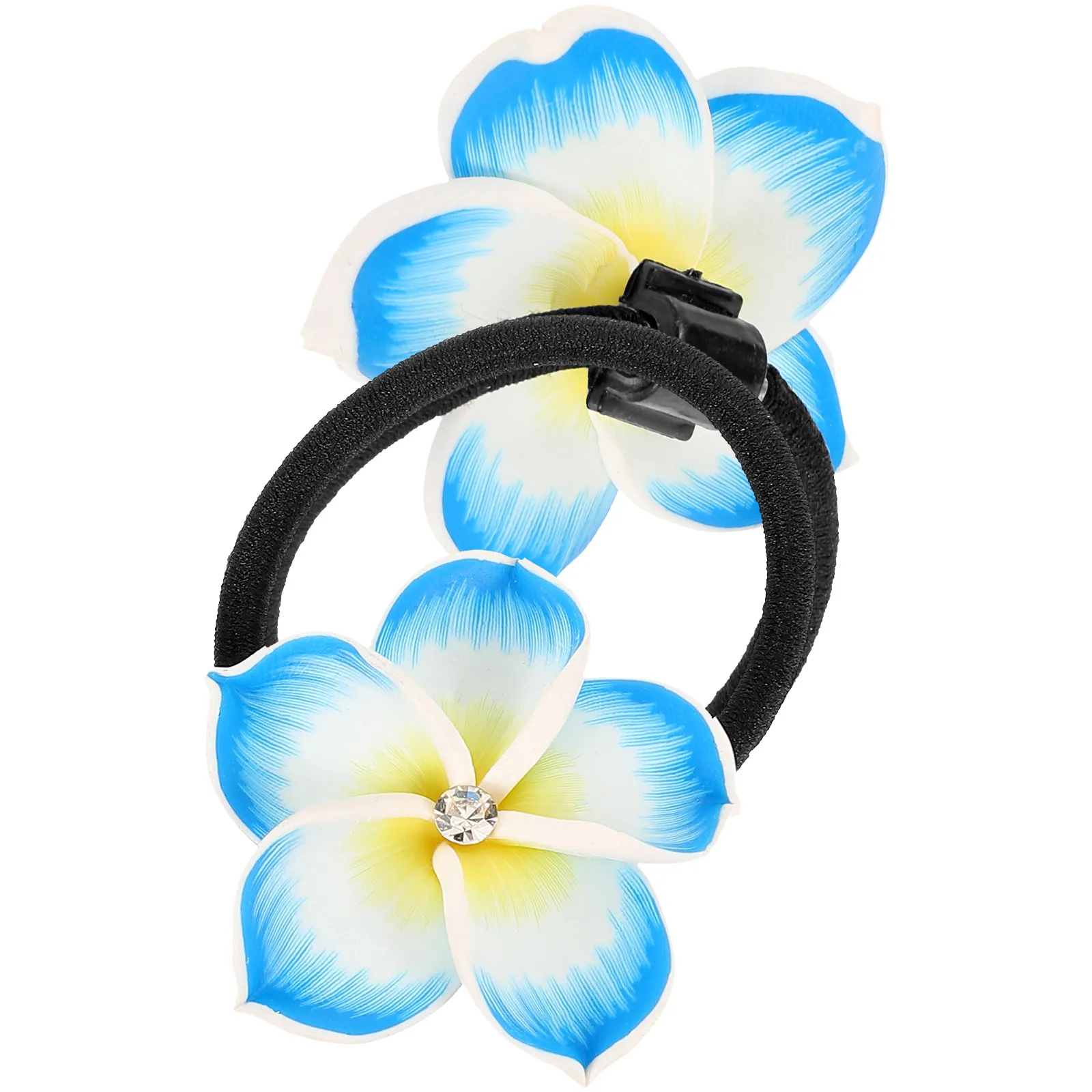 

2Pcs Soft Clay Flower Hair Bands Elastic Ponytail Holders for Women Durable Elastic Hair Ties Daily Fashion Ponytail Holders