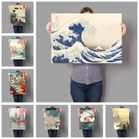 Classic Retro Aesthetics Wall Art Japanese Landscape Series Waves HD Oil on Canvas Posters and Prints Home Bar Decor Gifts