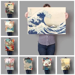 Classic Retro Aesthetics Wall Art Japanese Landscape Series Waves HD Oil on Canvas Posters and Prints Home Bar Decor Gifts
