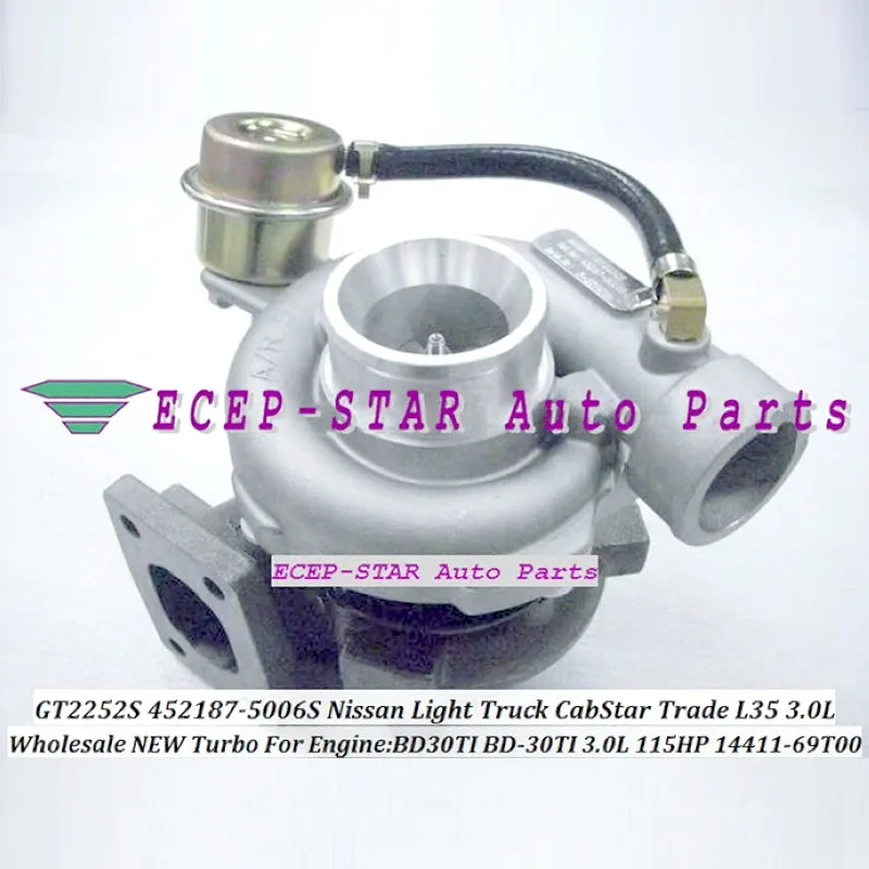 Turbo GT2252S 452187 452187-0001 452187-6 14411-69T00 14411-69T60 452187-3 For NISSAN CabStar Trade M100 L35 BD30TI BD-30Ti 3.0L