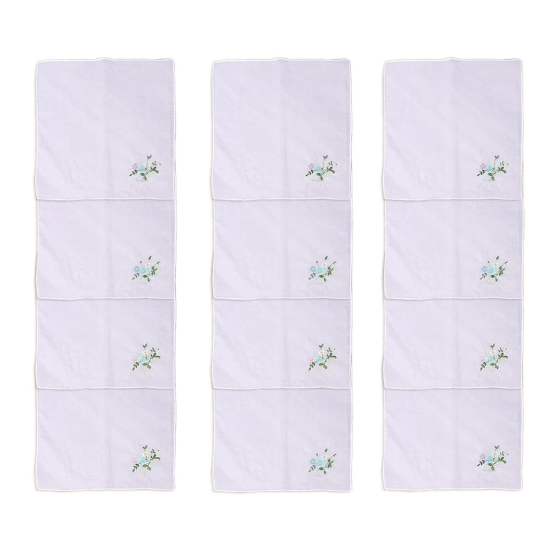 12packs Durability Washable Handkerchiefs Craftsmanship Collectible Hankies for Men and Women