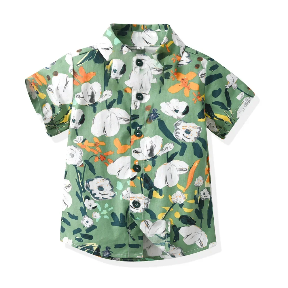 Children Top Short Sleeves Casual Shirts Outing Wear Kid Boy Stylish Multi Style Shirts Summer Fashionable Resort Style Shirts