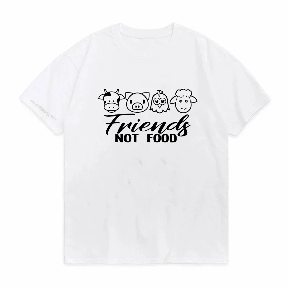 Friends Not Food T-Shirt Cute Vegan tshirt Women Vegetarian Short Sleeve Summer Funny Vegan Design Tees Veggie Clothing Tops
