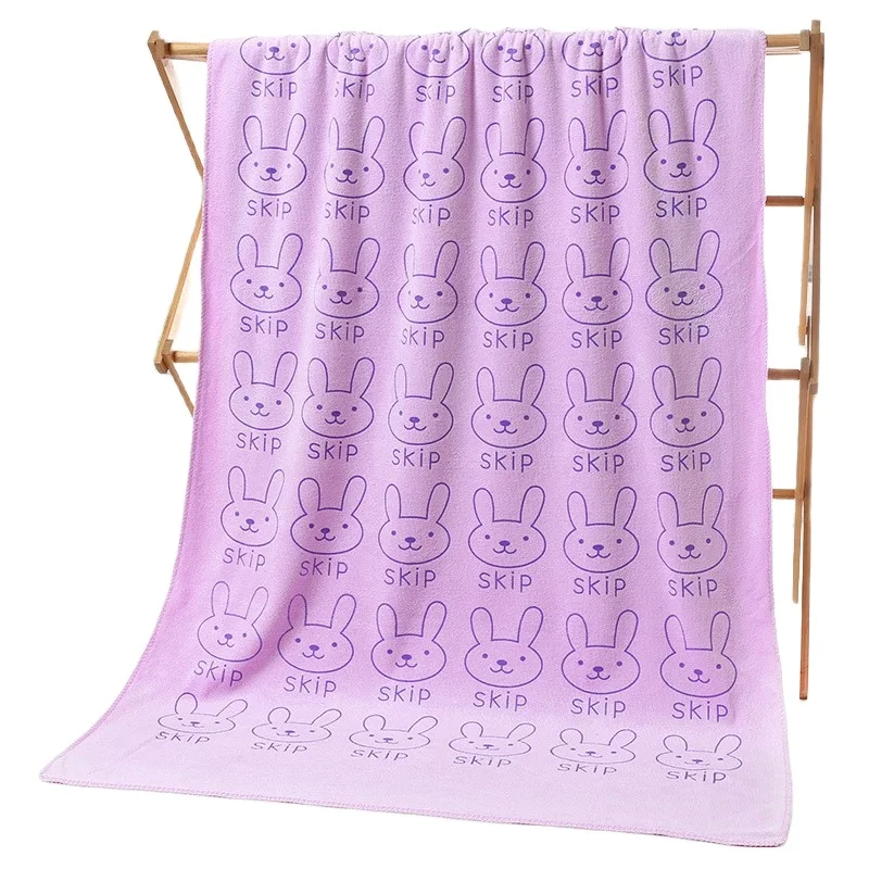 Toalla de baño de playa de gimnasio 100% algodón transpirable con estampado de hueso de dibujos animados absorbente suave de fibra ultrafina