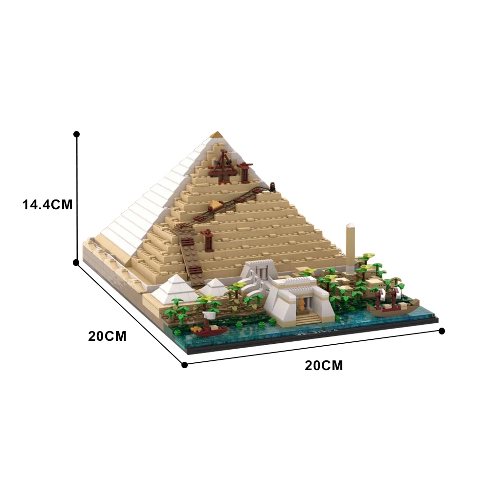 MOC Classic wielka piramida Giza Model architektura miasta widok na ulicę zestaw klocków do samodzielnego montażu zabawki prezent urodzinowy