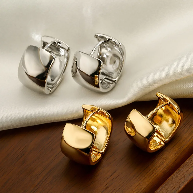 

Минималистичный медный позолоченный простой обруч для женщин, стиль интернет-знаменитостей, нишевые индивидуальные серьги