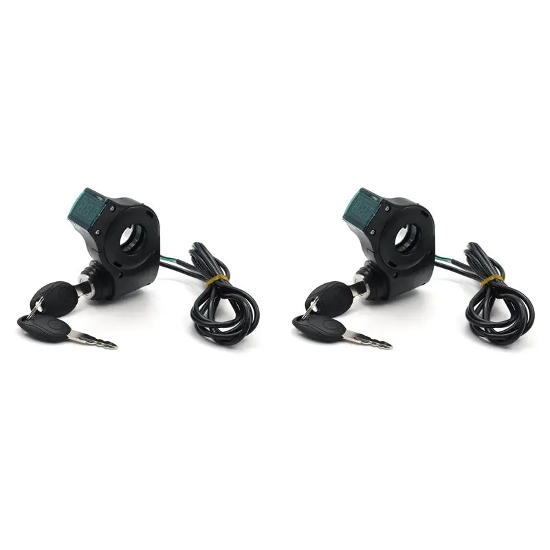 2X E-Bike Ignition Lock Key Thumb Throttle Voltmeter Digital Voltage Display Switch For KUGOO M365 Universal