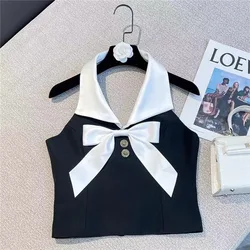 baby vest girl tank top summer Korean halter choker kids crop top teenage kids clothes children backless zip up 3 to 16 years