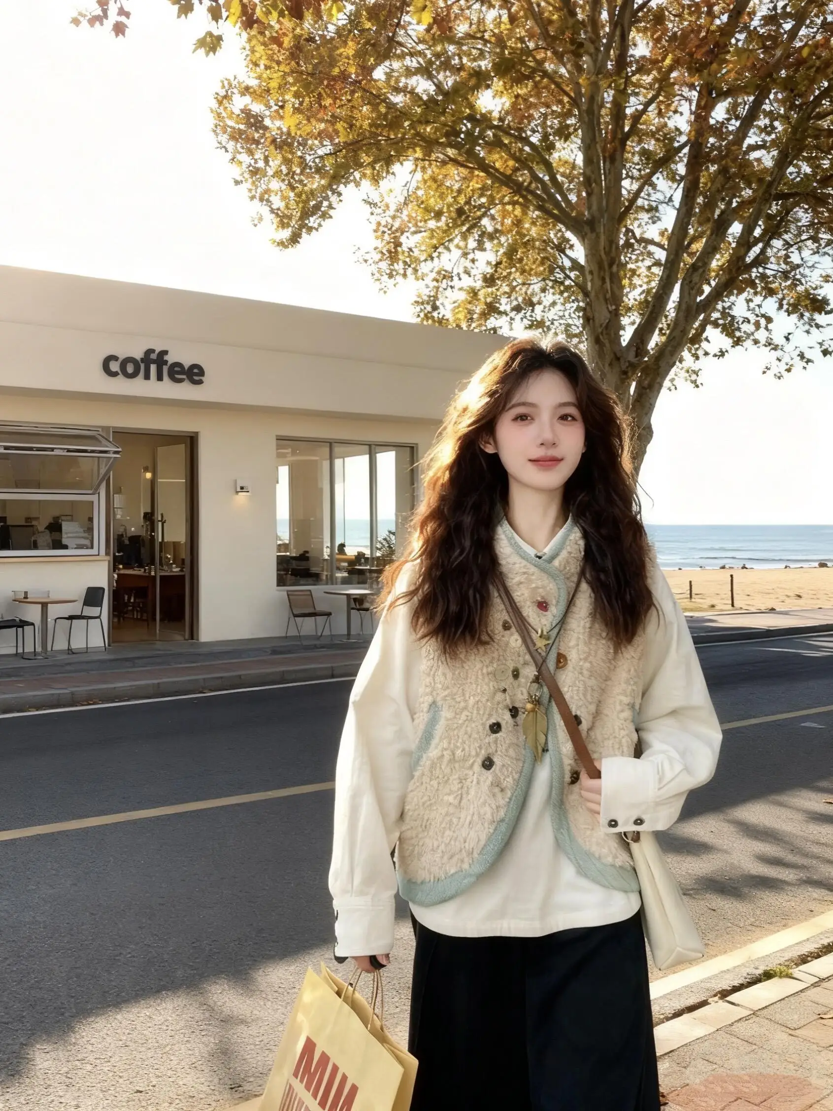 

Faionable ort V-Ne жилет из меха ягненка, женский осенне-зимний новый жилет небольшого размера, модный многослойный жилет с колючками