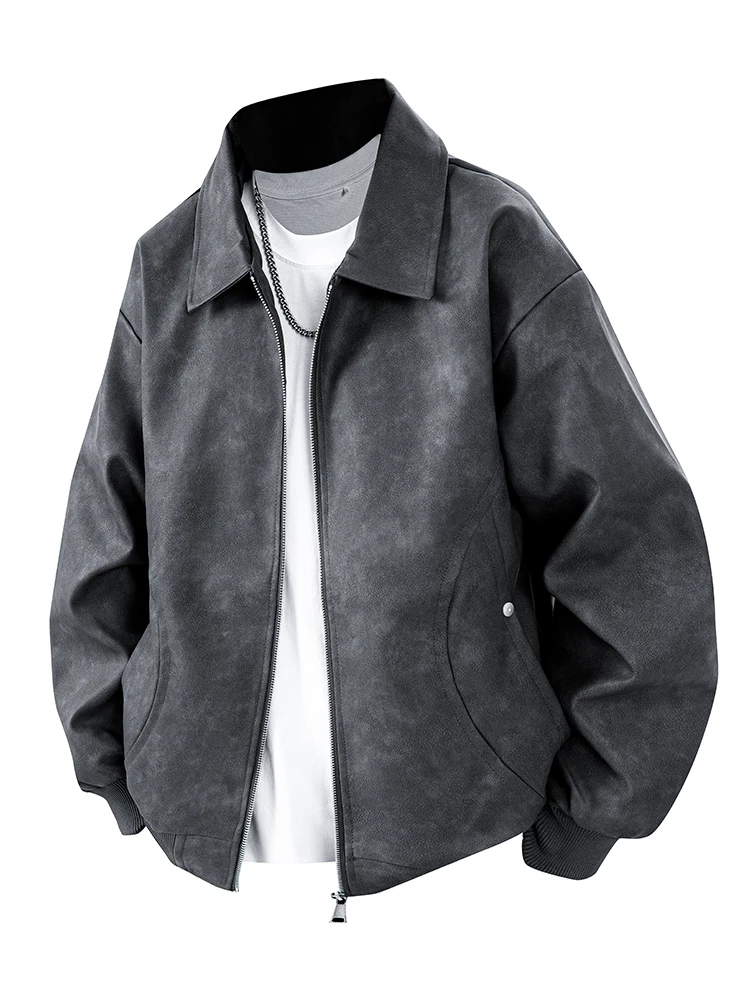 

Men's PU Leather Jaet Zipper Decorated Stand Fit Faion Urban Sle Casual Wear Spring Autumn New Arrival Cool Haome