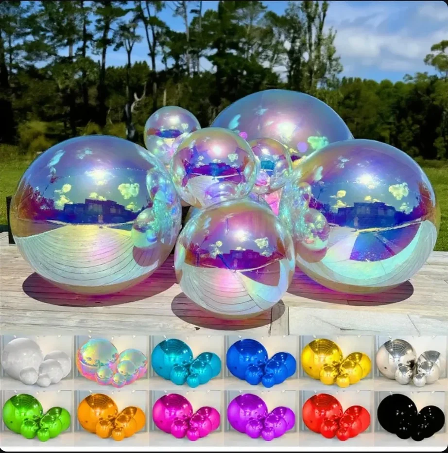 6 Stück Riesige Aufblasbare Spiegelkugeln in Gold/Silber, Hängende Reflektierende Ballons für Einkaufszentren, Veranstaltungen, Hochzeiten und Bühnendekorationen – Detail 1