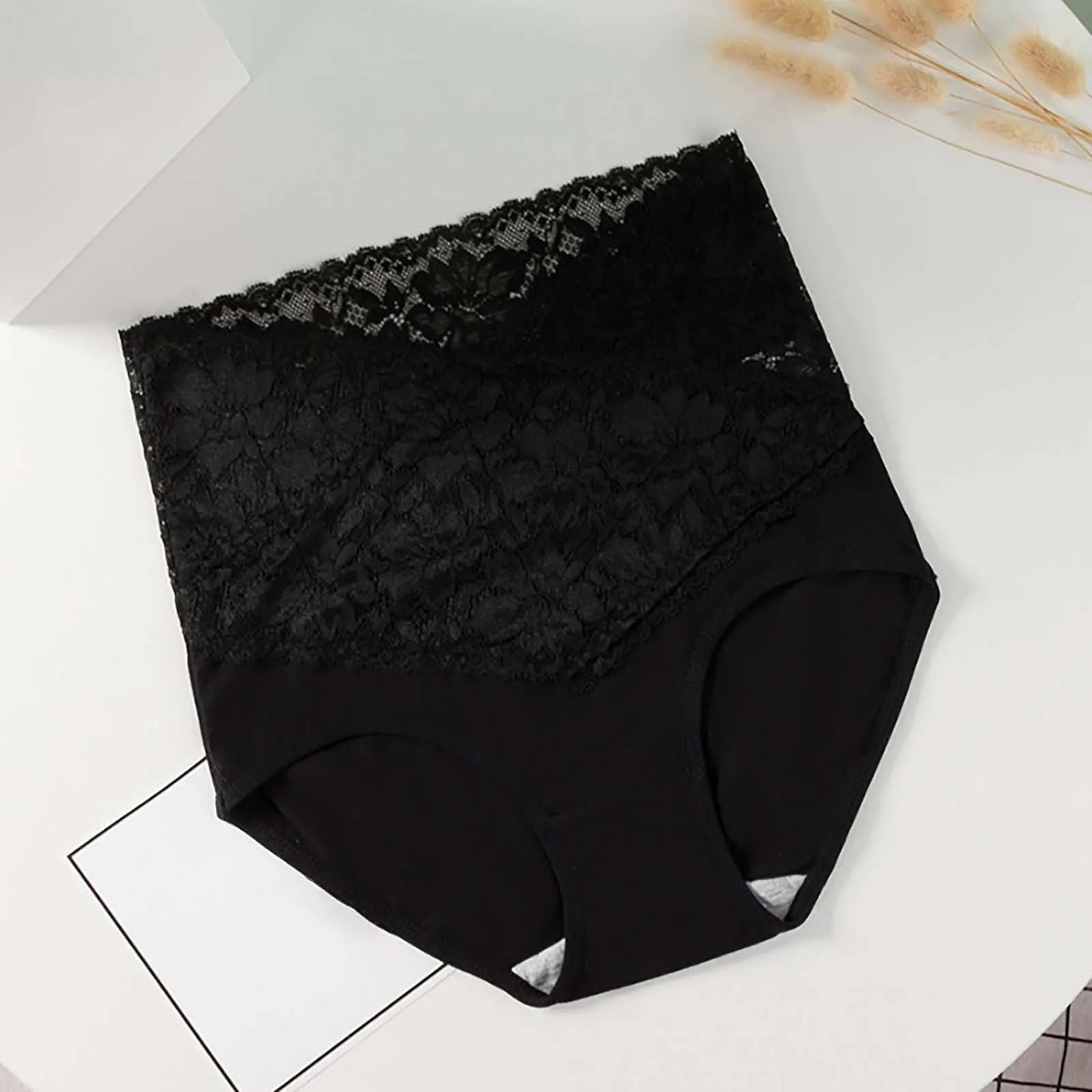 Women Cotton Sexy Lace Traceless Abdominal And Hip Lifting Briefs Deal for Today