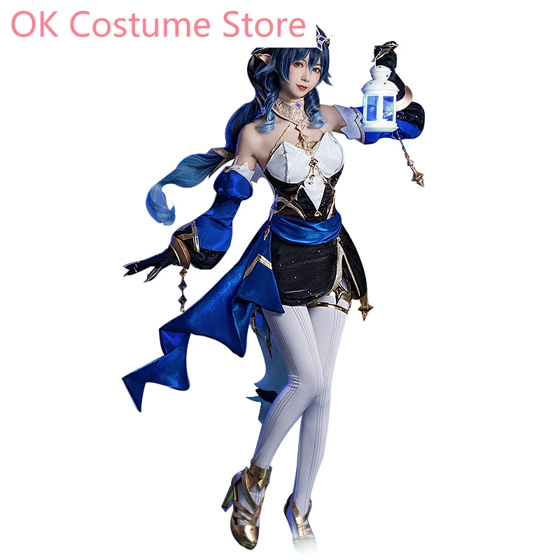 Anime!Genshin Impact Layla Game Suit Elegant Lovely Uniform Cosplay Costume Halloween Party Role Play Outfit Women