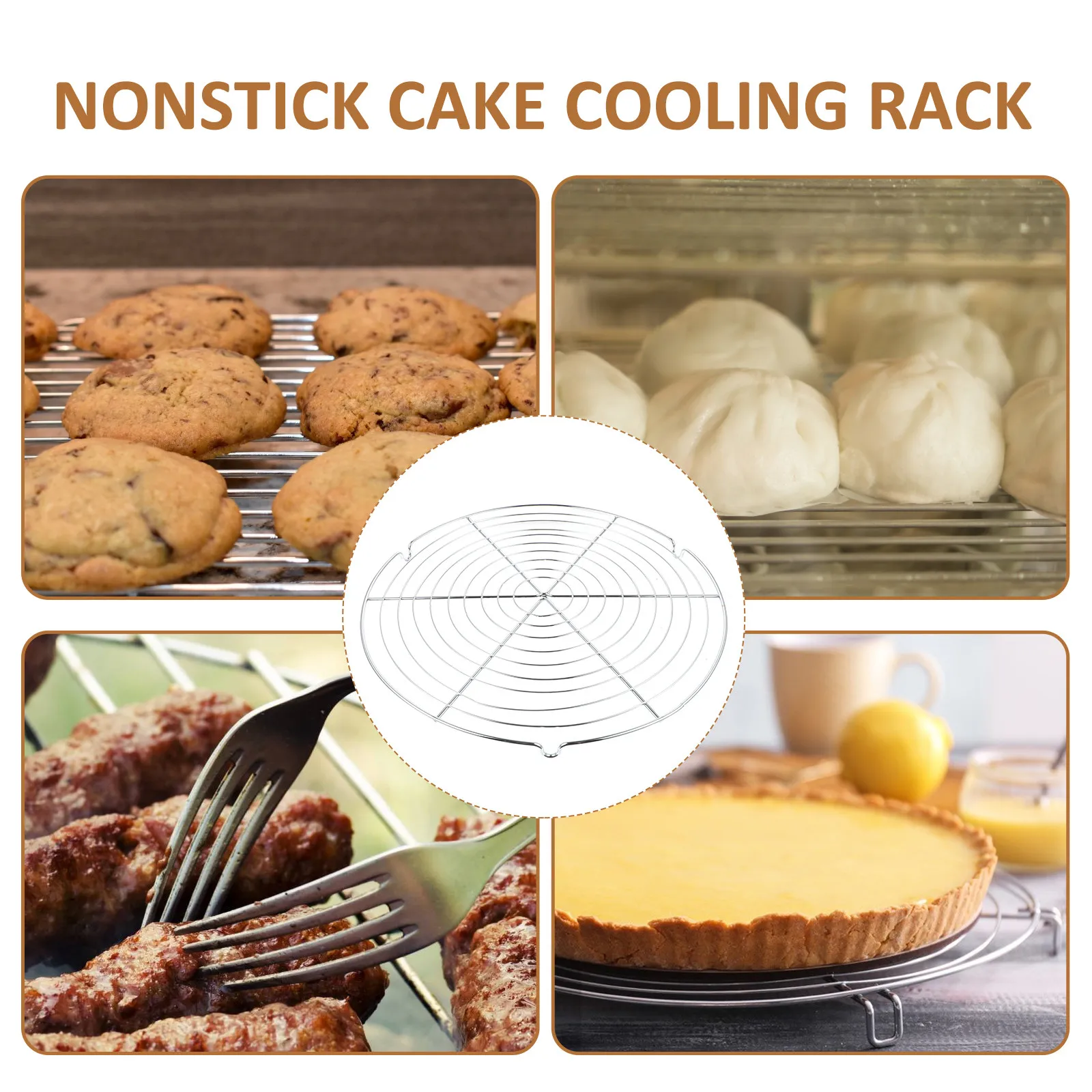 1Pcs Sturdy Stainless Steel Cake Cooling Rack Nonstick Surface Generous Size for Cakes Cookies Muffins Hot Dishes Bakery Cooling